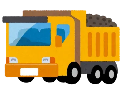 解体廃材をルールにのっとり運ぶ車