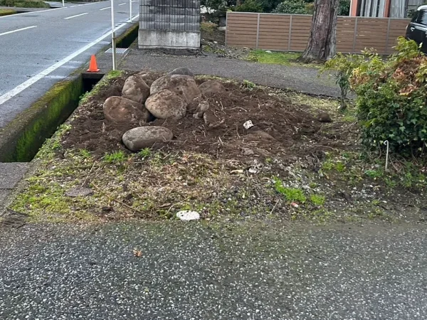 掘り返した石