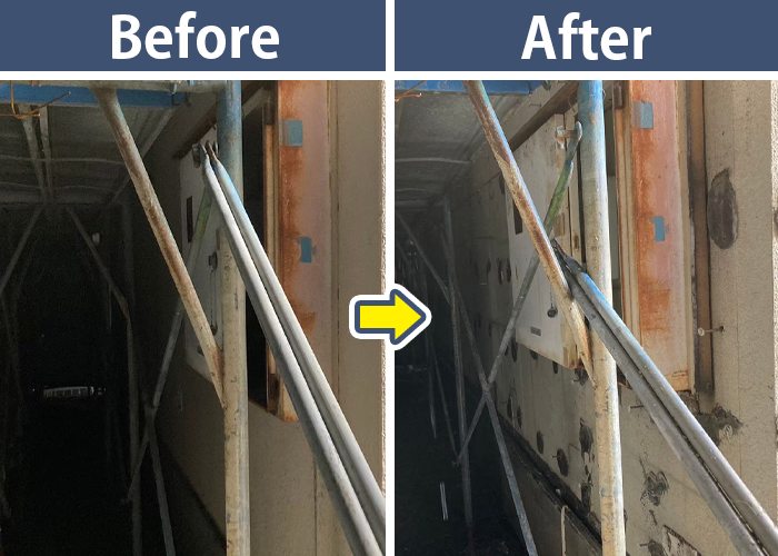 アスベストセメント板の除去のビフォーアフター