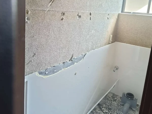 水回りの設備や内装を解体中。
