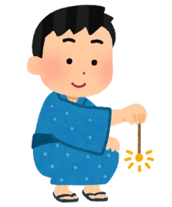 線香花火をする和装姿