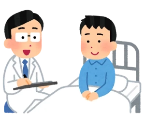 検査について医師と相談する様子